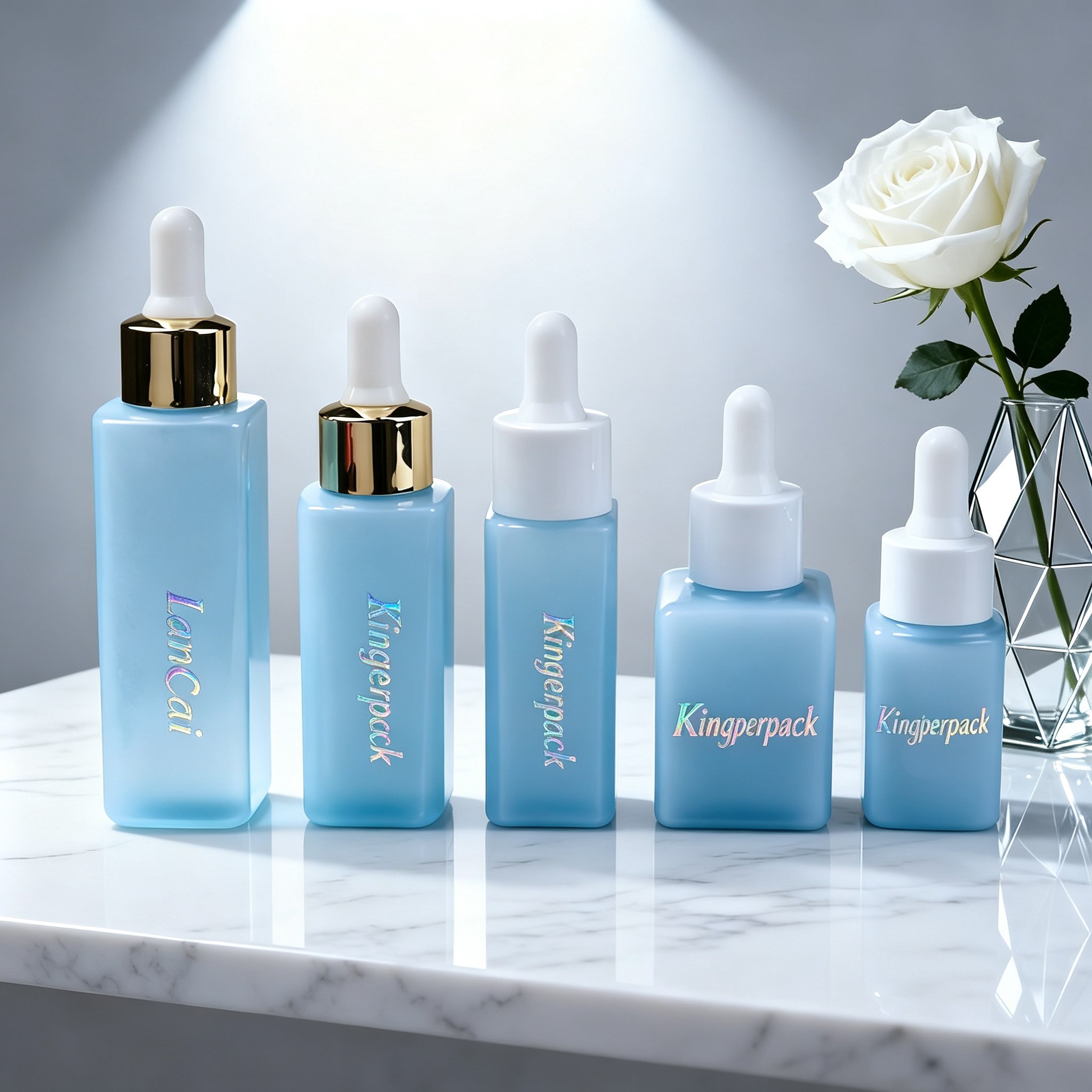10‑50ml Square Recessed‑Side dropper Bottle Set