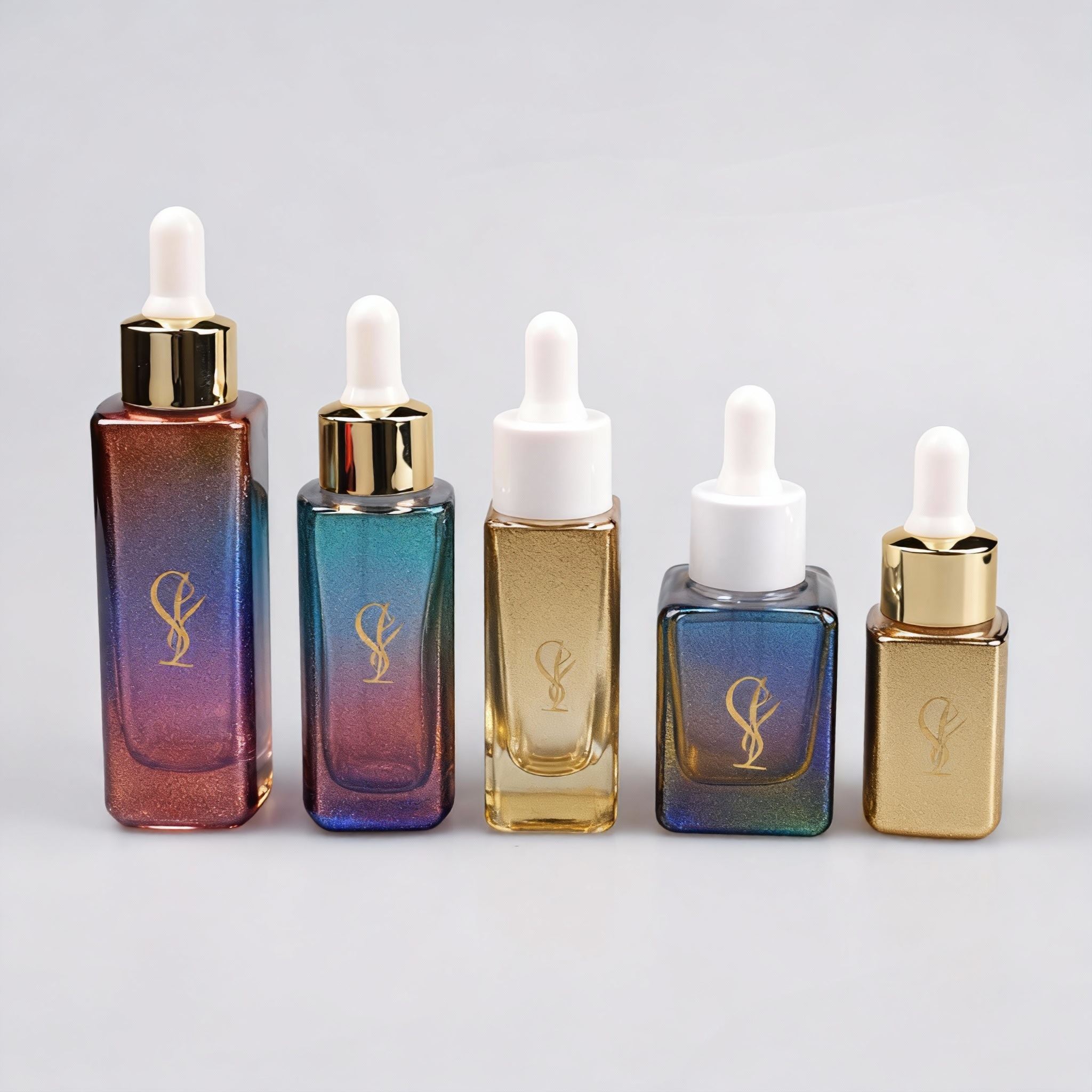 10‑50ml Square Recessed‑Side dropper Bottle Set