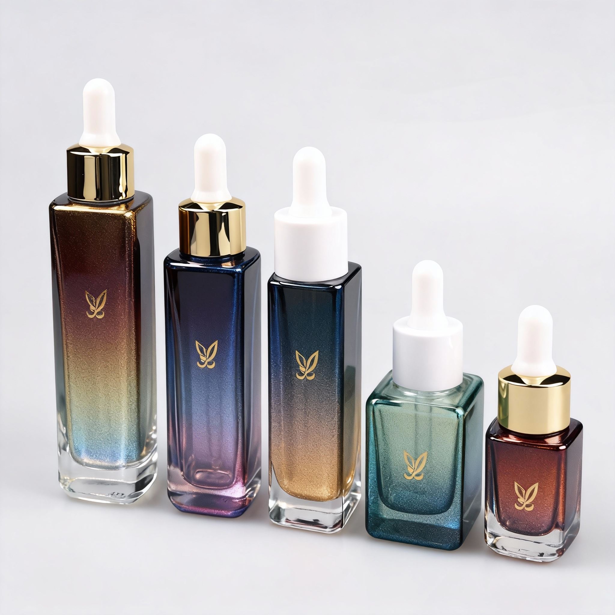 10‑50ml Square Recessed‑Side dropper Bottle Set