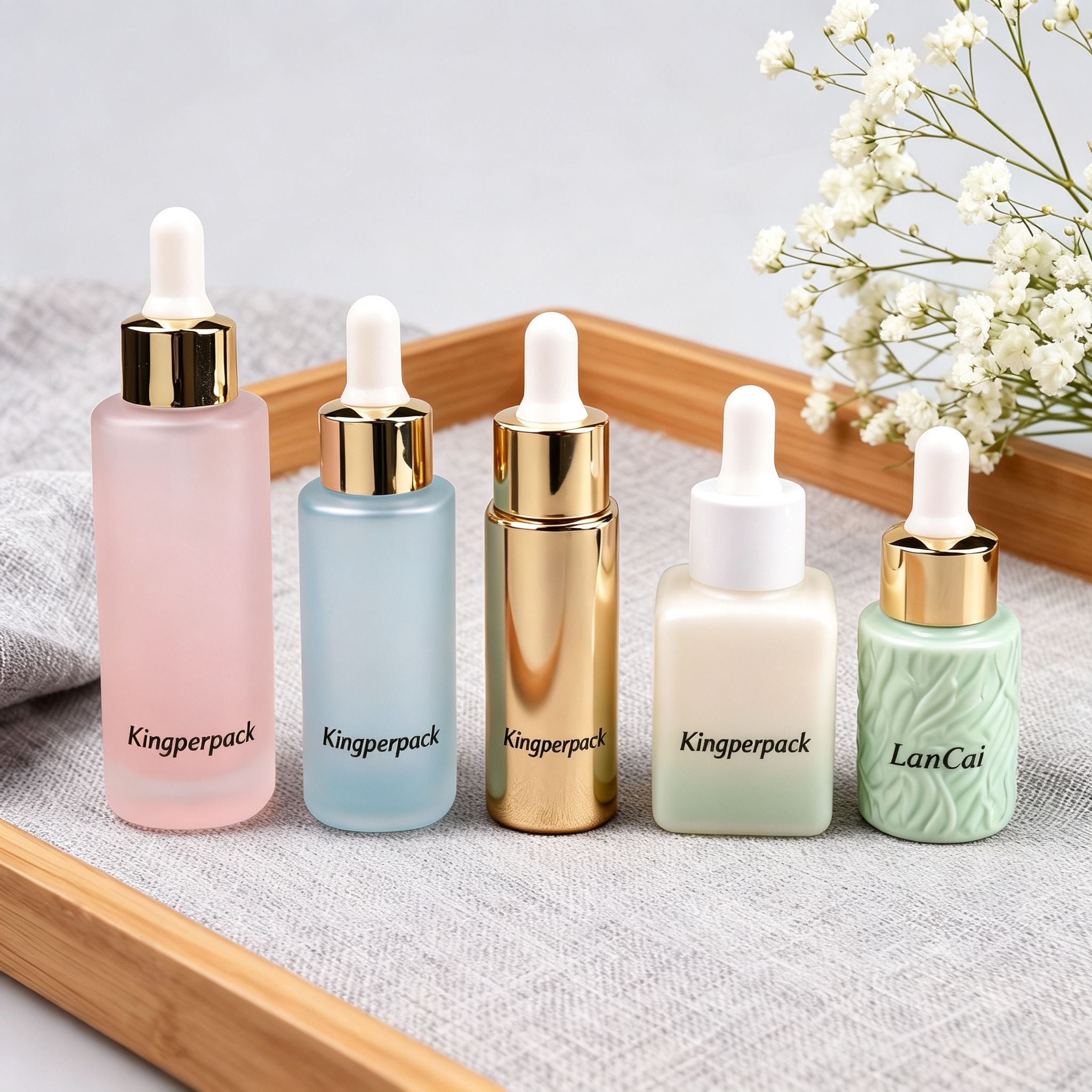 10‑50ml Square Recessed‑Side dropper Bottle Set