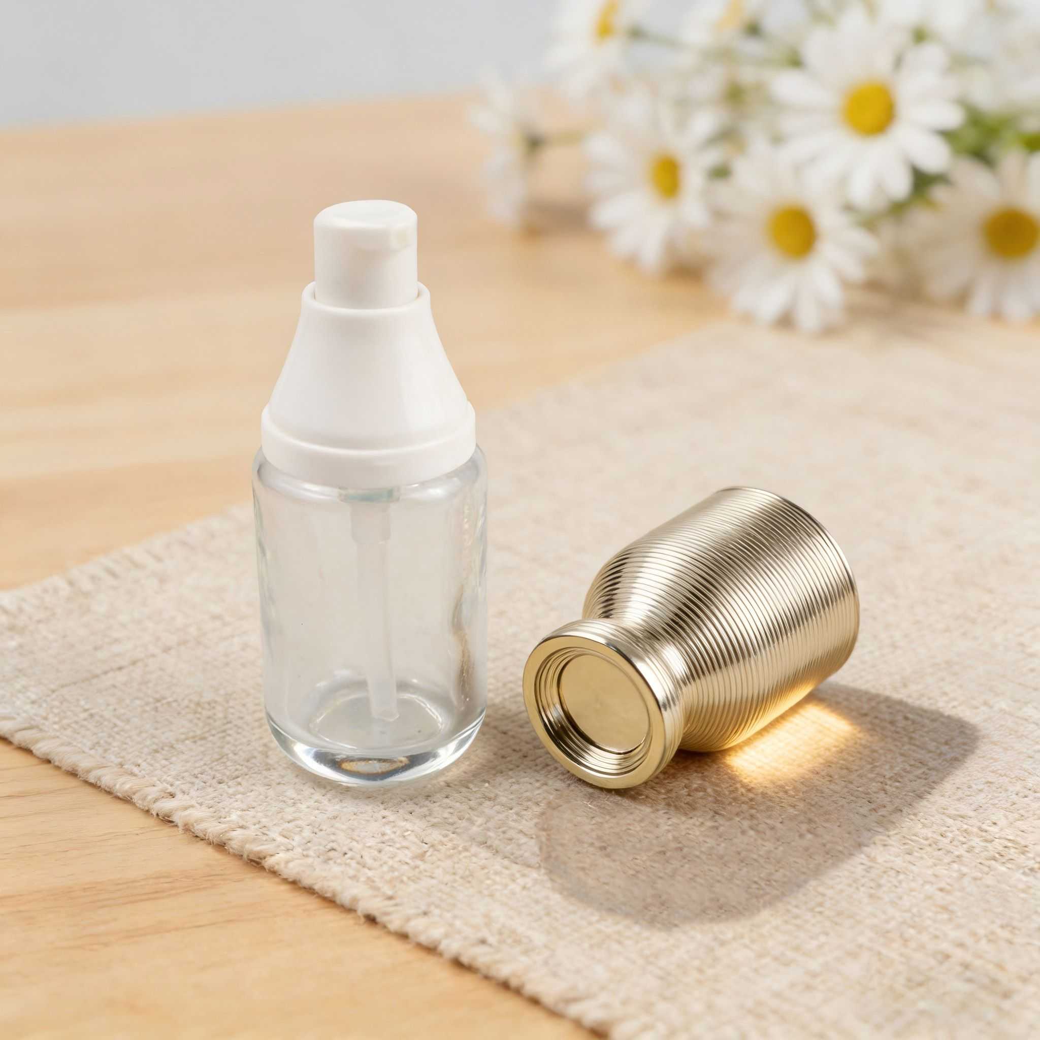 30ml/50ml/100ml+50g Textured Gold‑Cap Glass Skincare Set