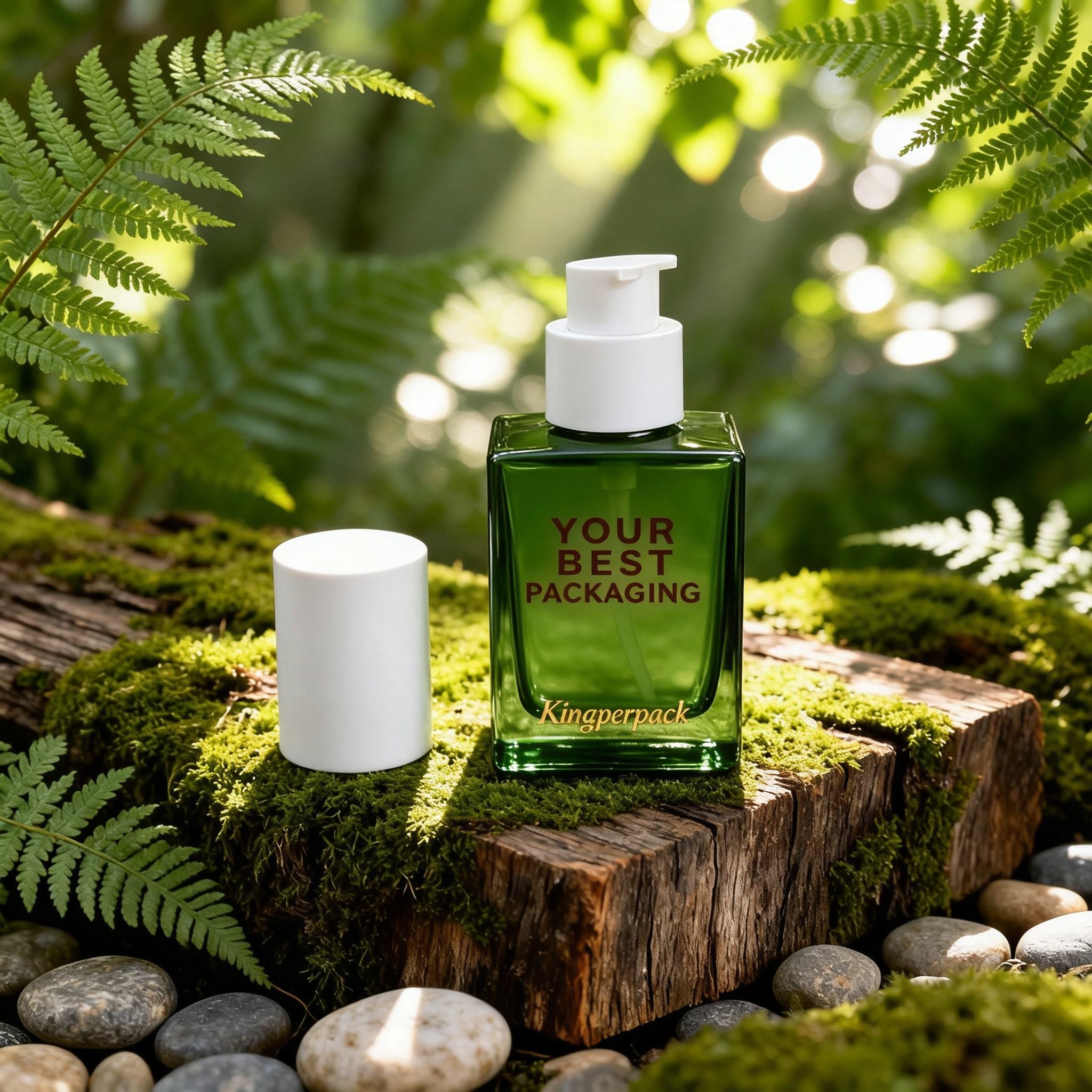 50ml Square Flat Glass Pump Bottle