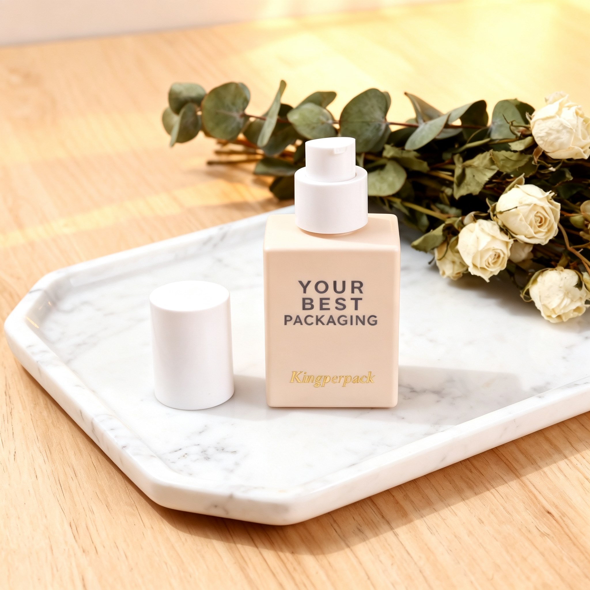 50ml Square Flat Glass Pump Bottle