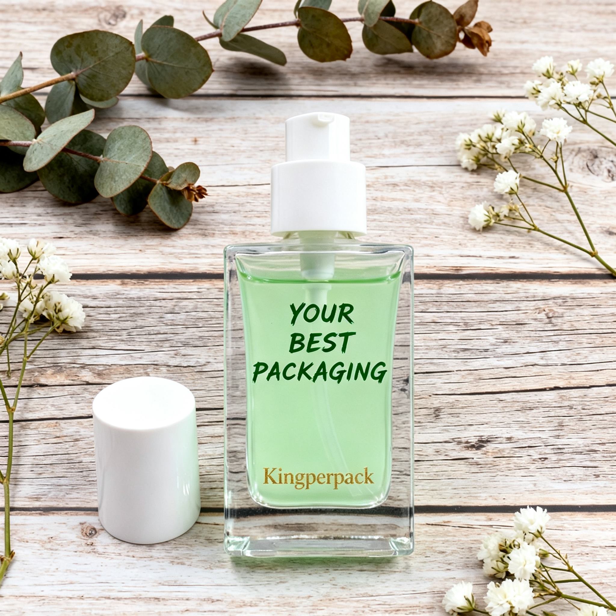 50ml Square Flat Glass Pump Bottle