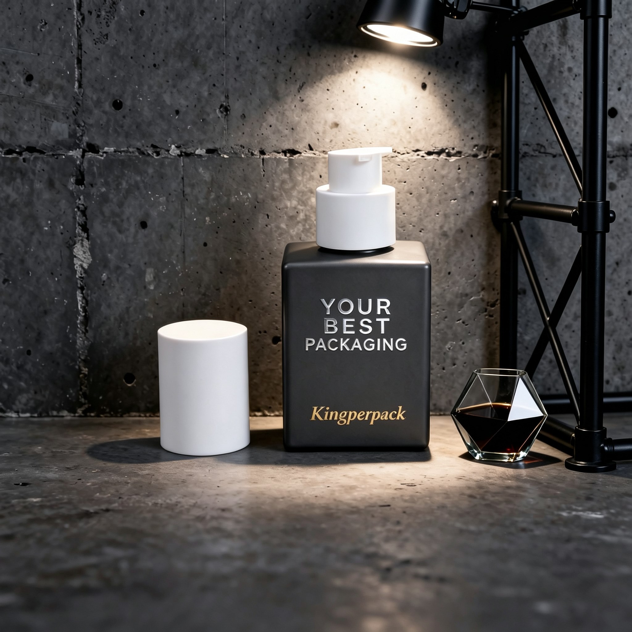 50ml Square Flat Glass Pump Bottle