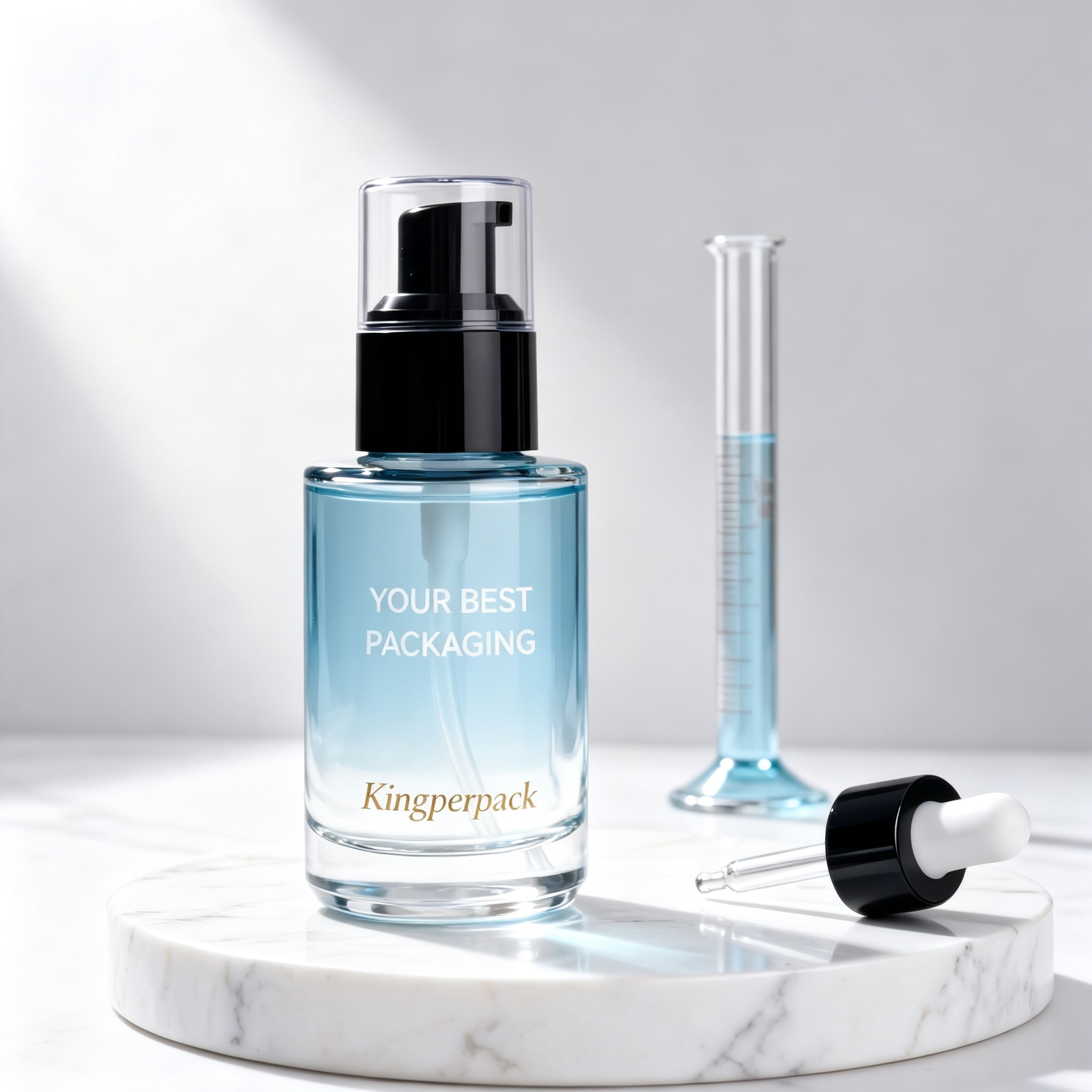 60ml Short Cylindrical Glass Pump Bottle