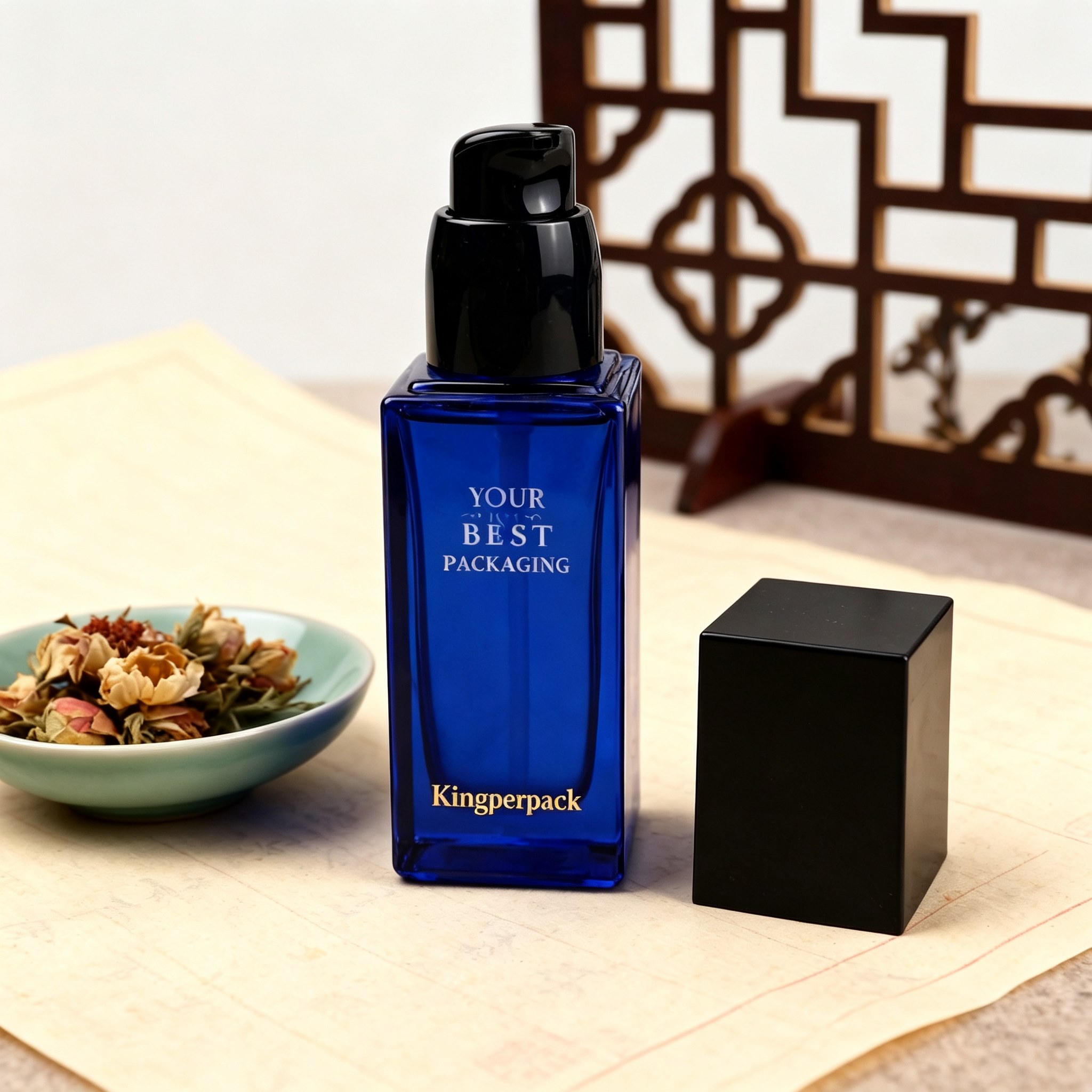100ml Square Glass Lotion Pump Bottle