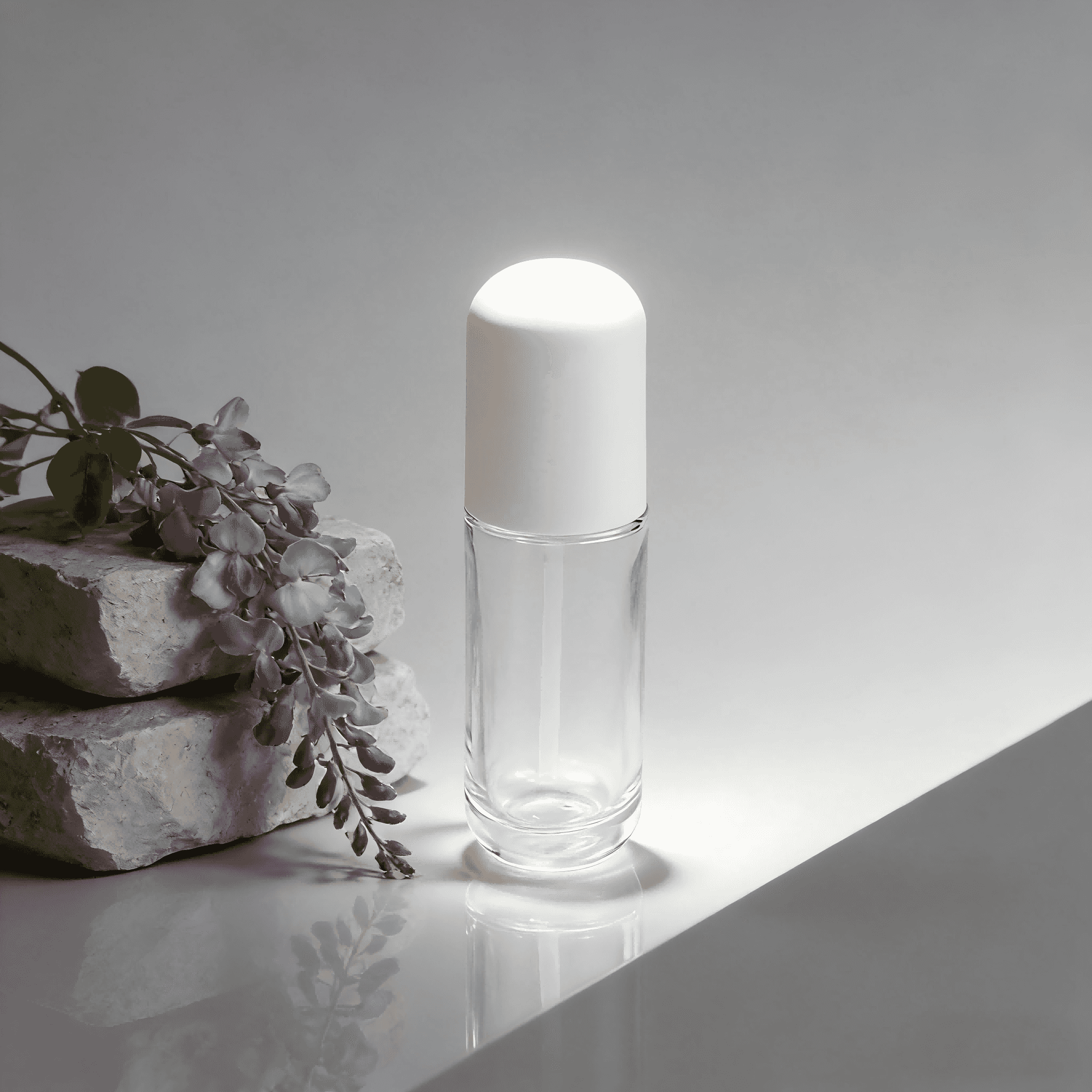 30‑120ml Clear Glass Skincare Set With Matte White Dome Cap