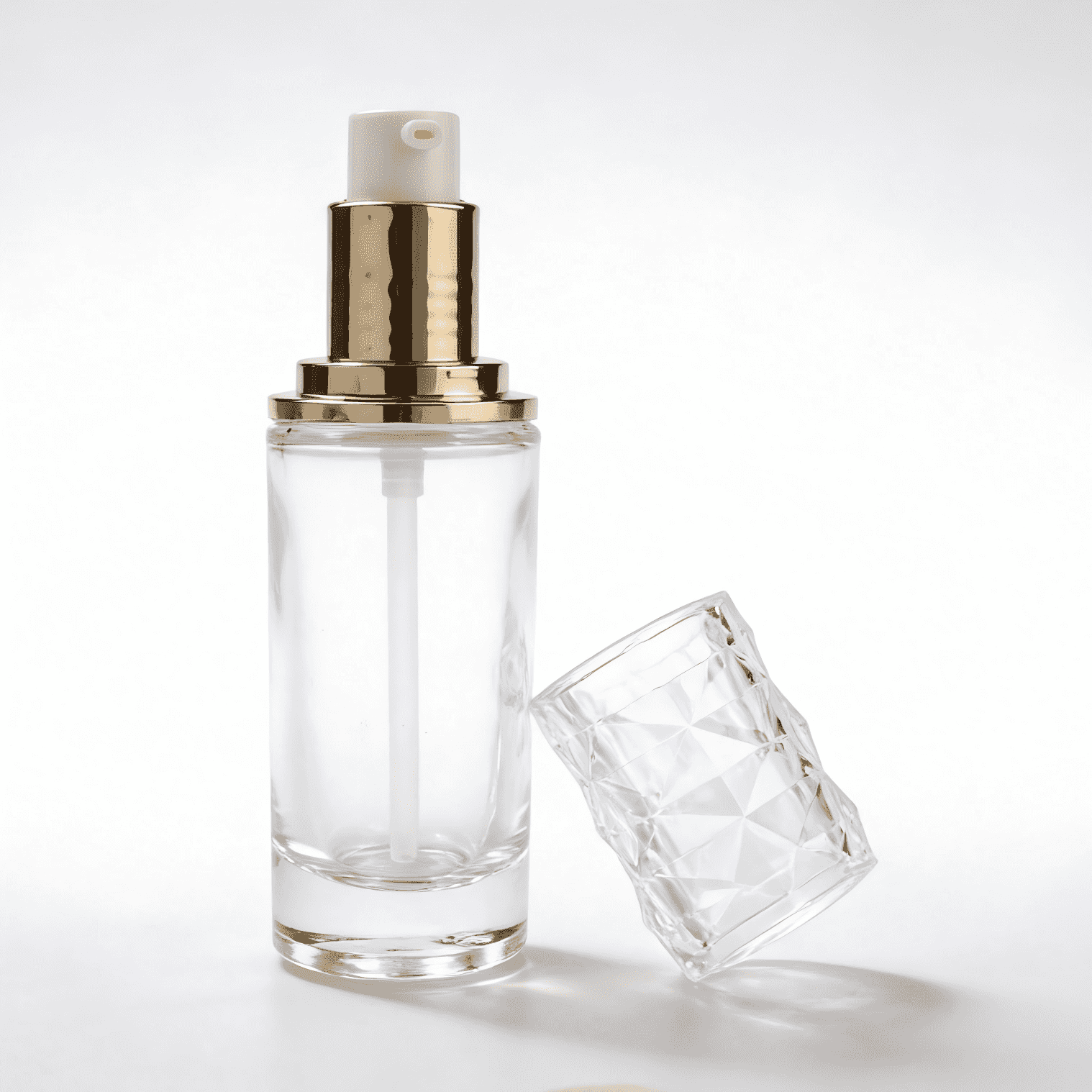 30‑120ml Water‑Ripple Diamond Facet Clear Glass Skincare Set