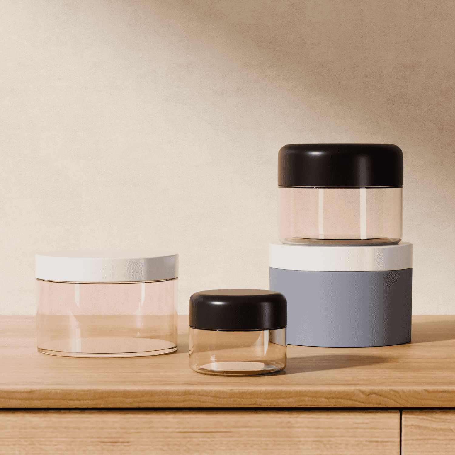 Multi‑Size Clear PET Wide‑Mouth Cosmetic Jars