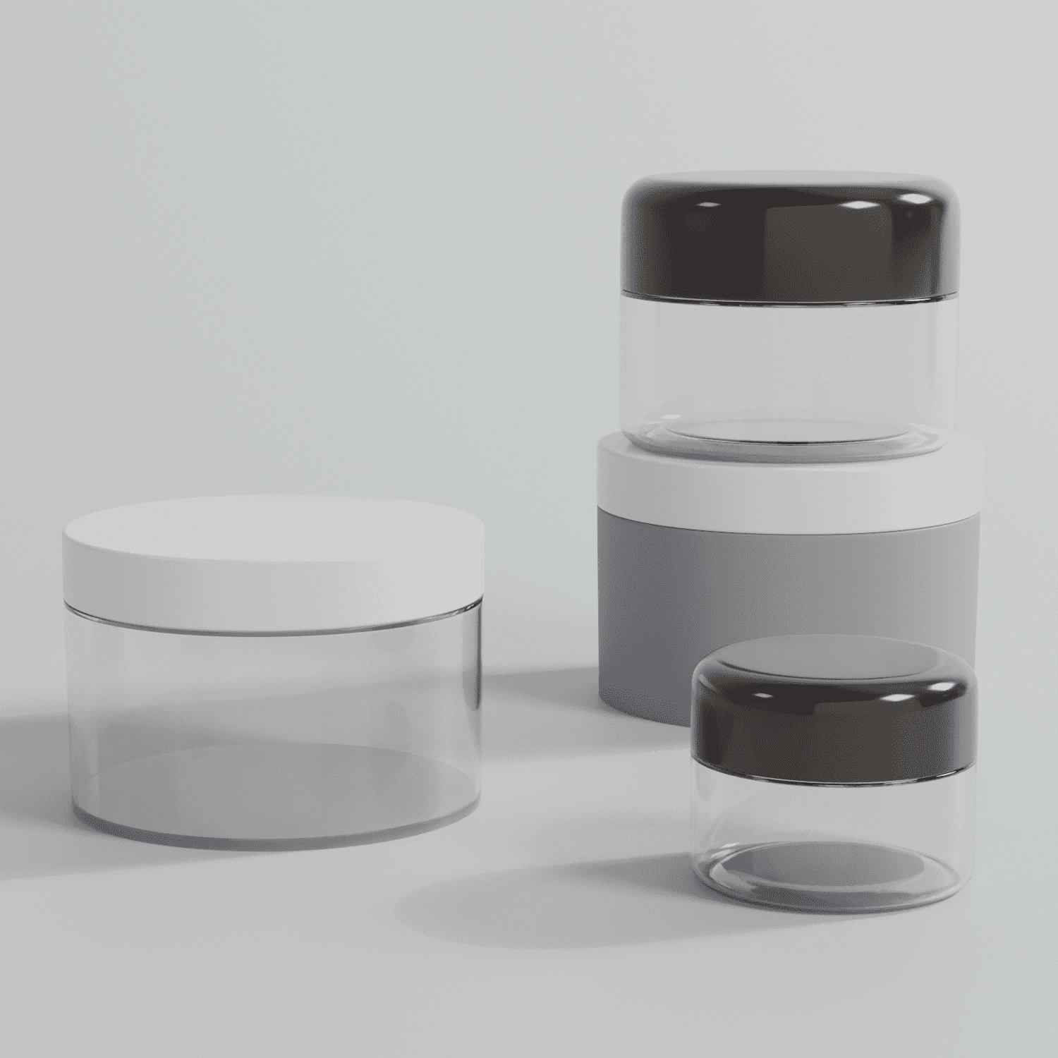 Multi‑Size Clear PET Wide‑Mouth Cosmetic Jars