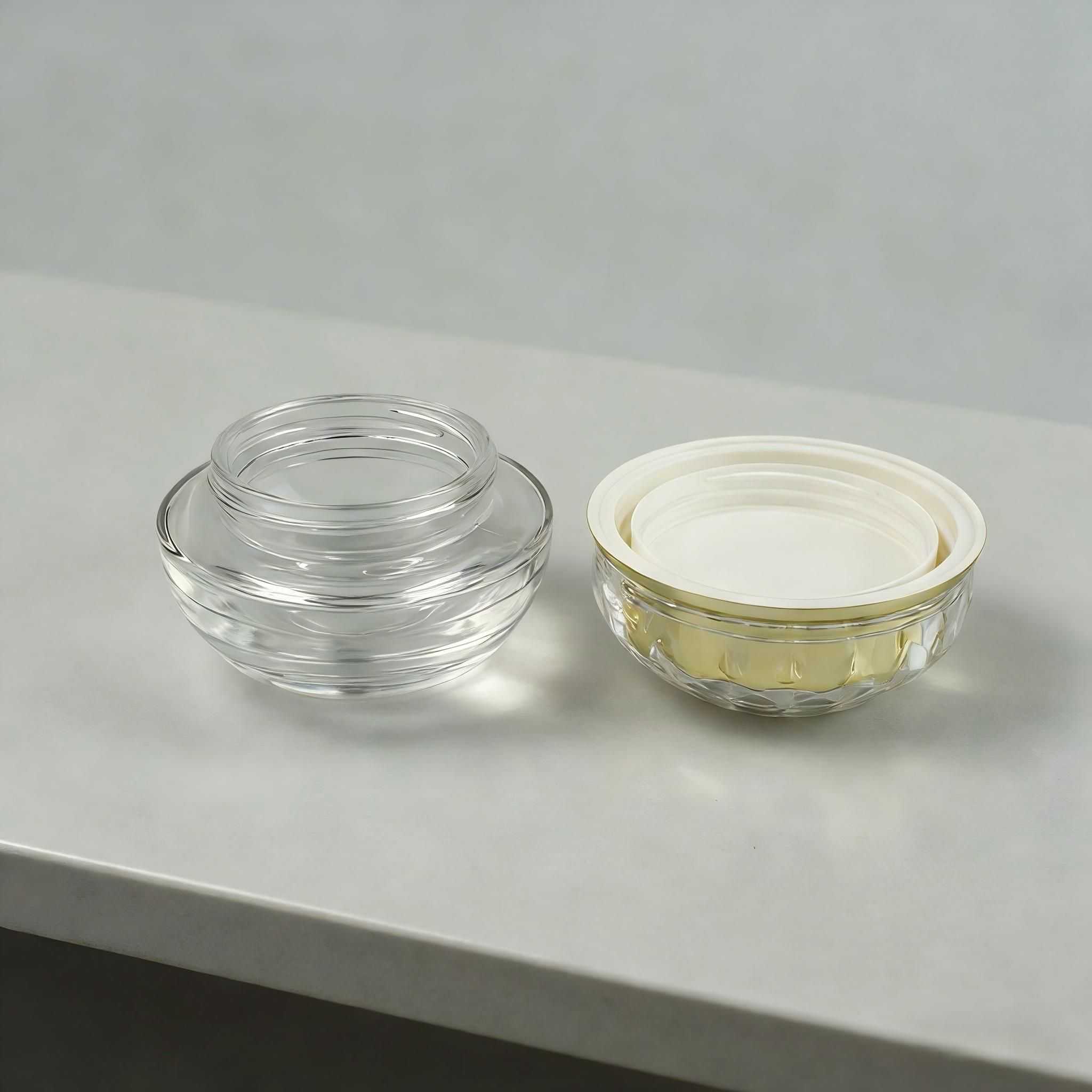 30‑100ML Diamond Cut Clear Glass Skincare Bottle & Jar Set