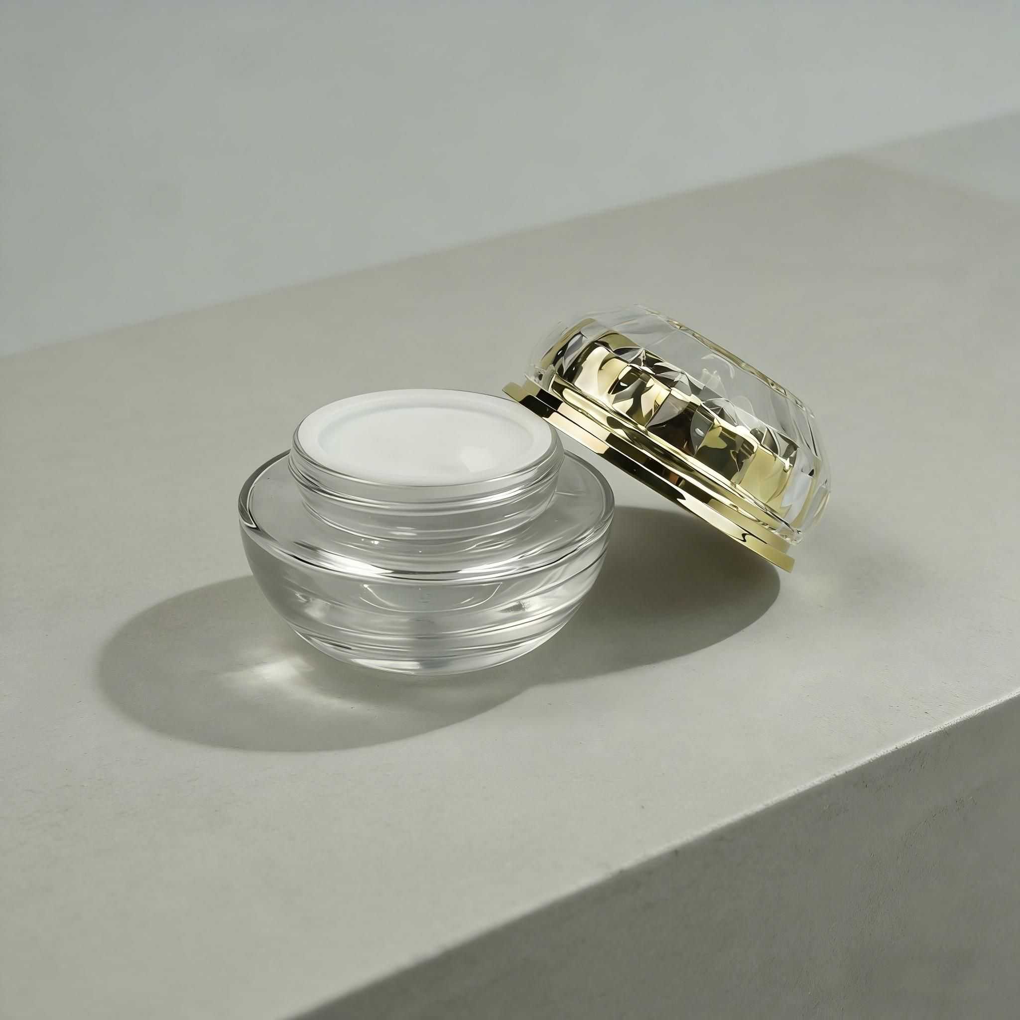 30‑100ML Diamond Cut Clear Glass Skincare Bottle & Jar Set