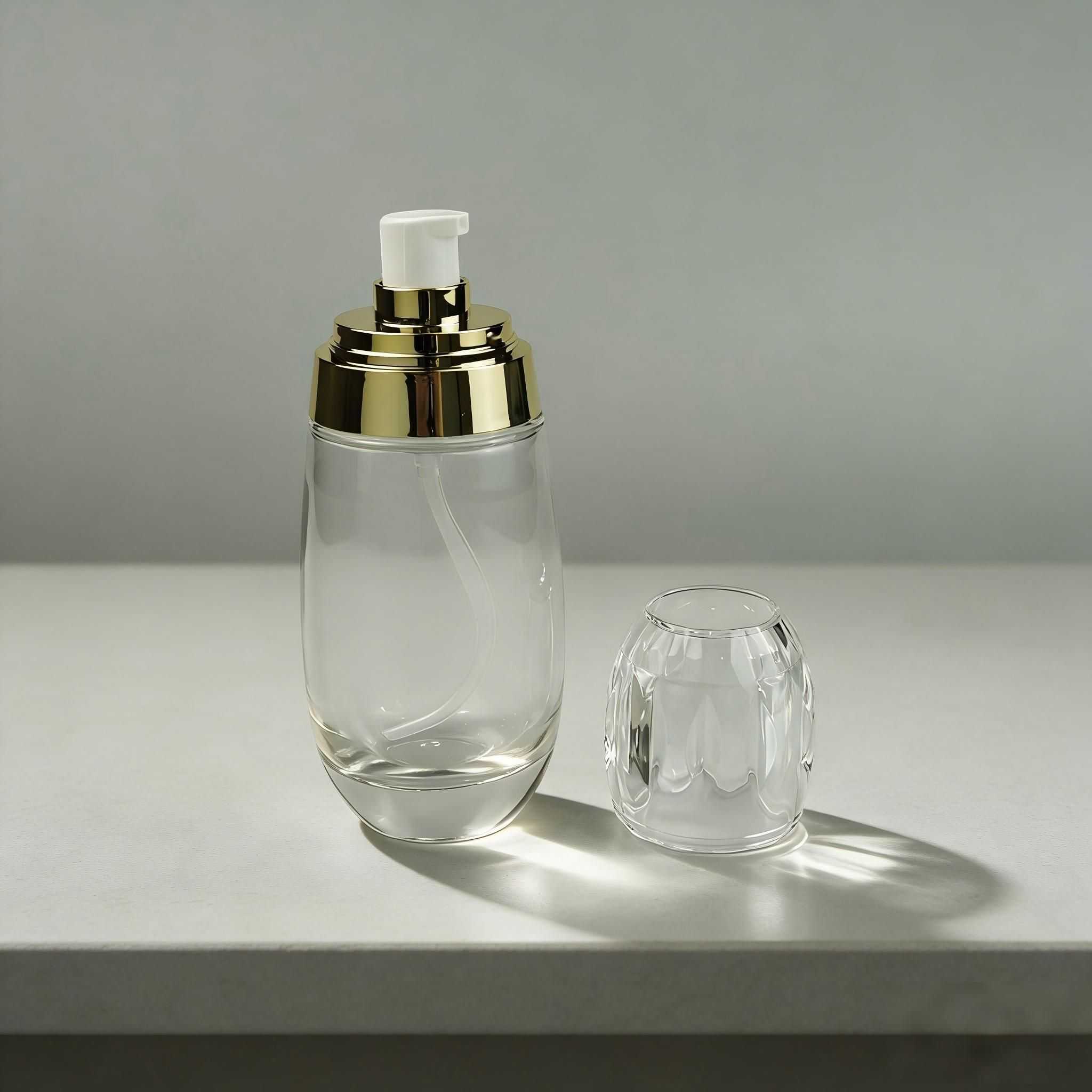 30‑100ML Diamond Cut Clear Glass Skincare Bottle & Jar Set