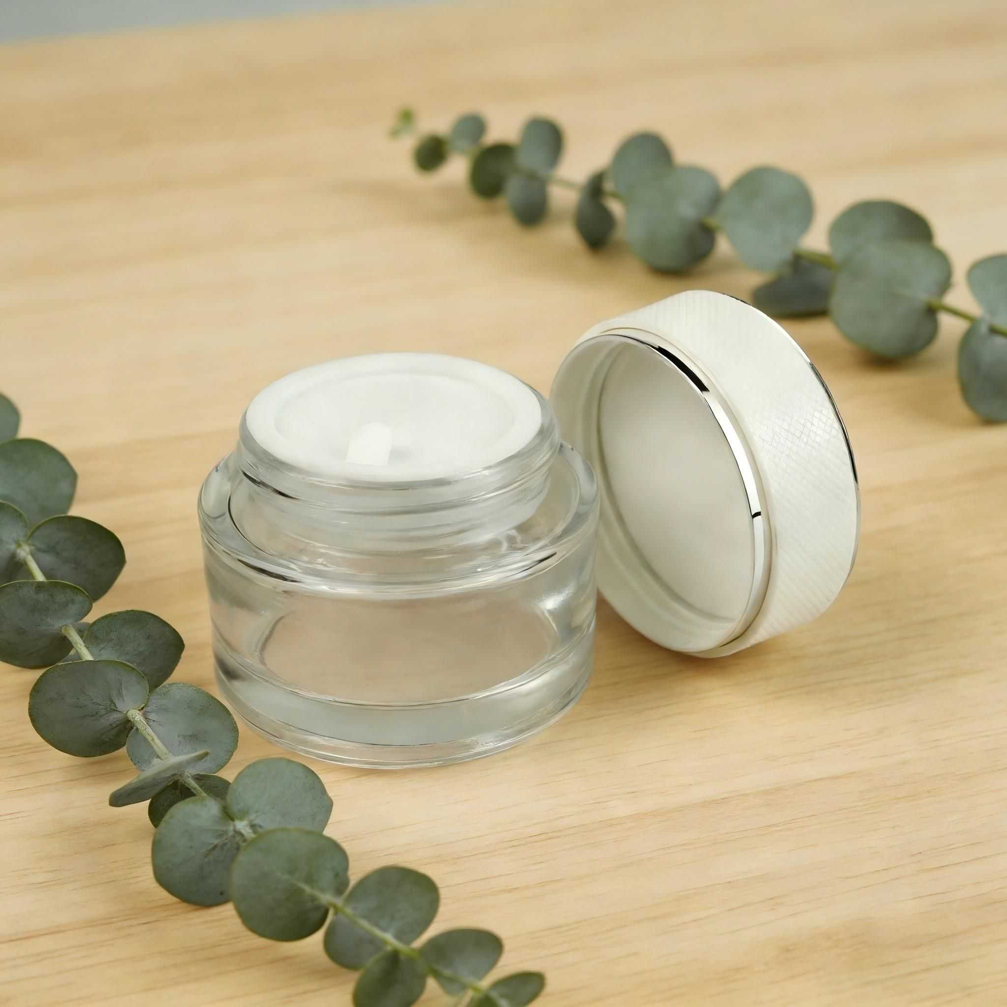 30‑120ML Cylinder Clear Glass Skincare Bottle & Jar Set