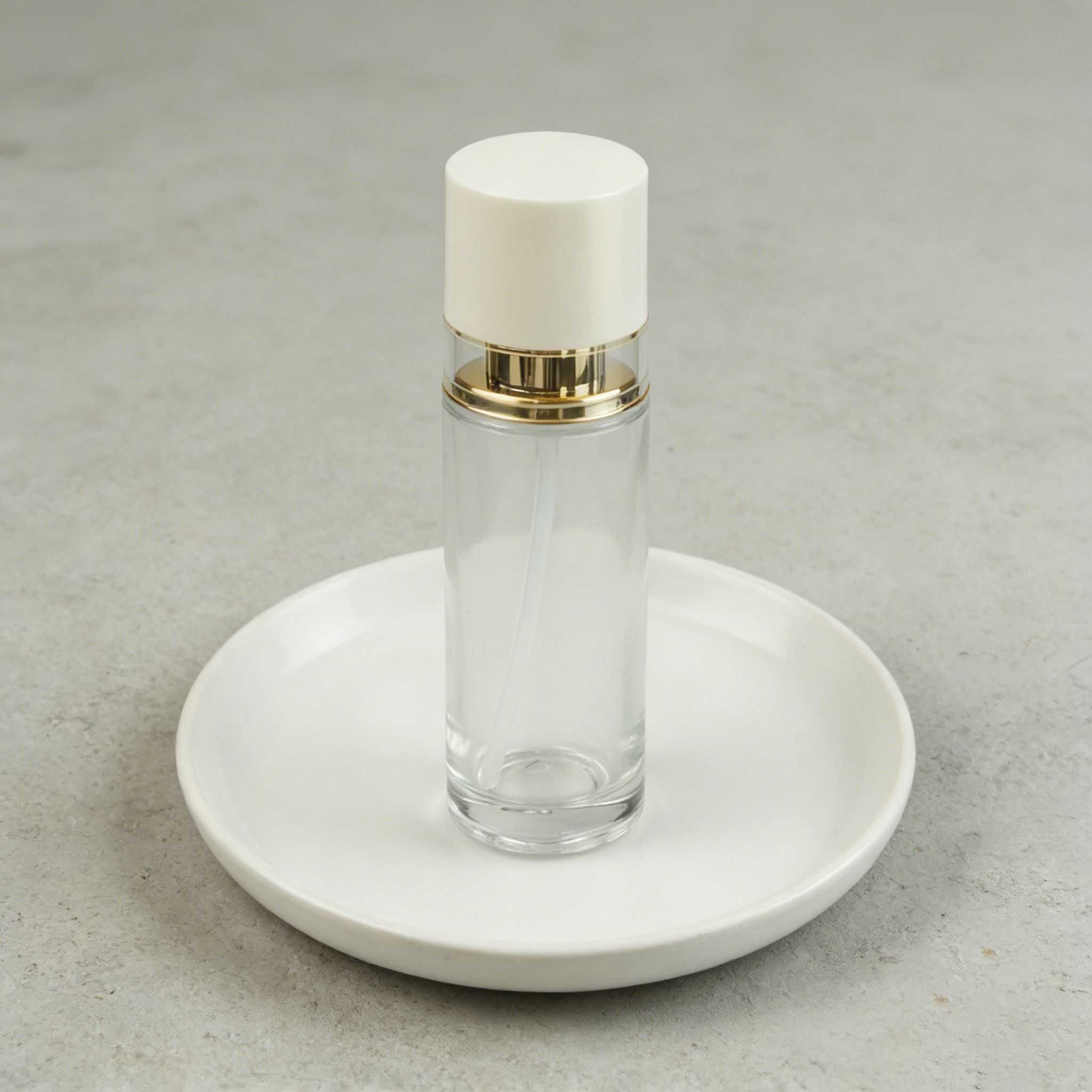 30‑120ML Cream‑White Gold Trim Clear Glass Skincare Set
