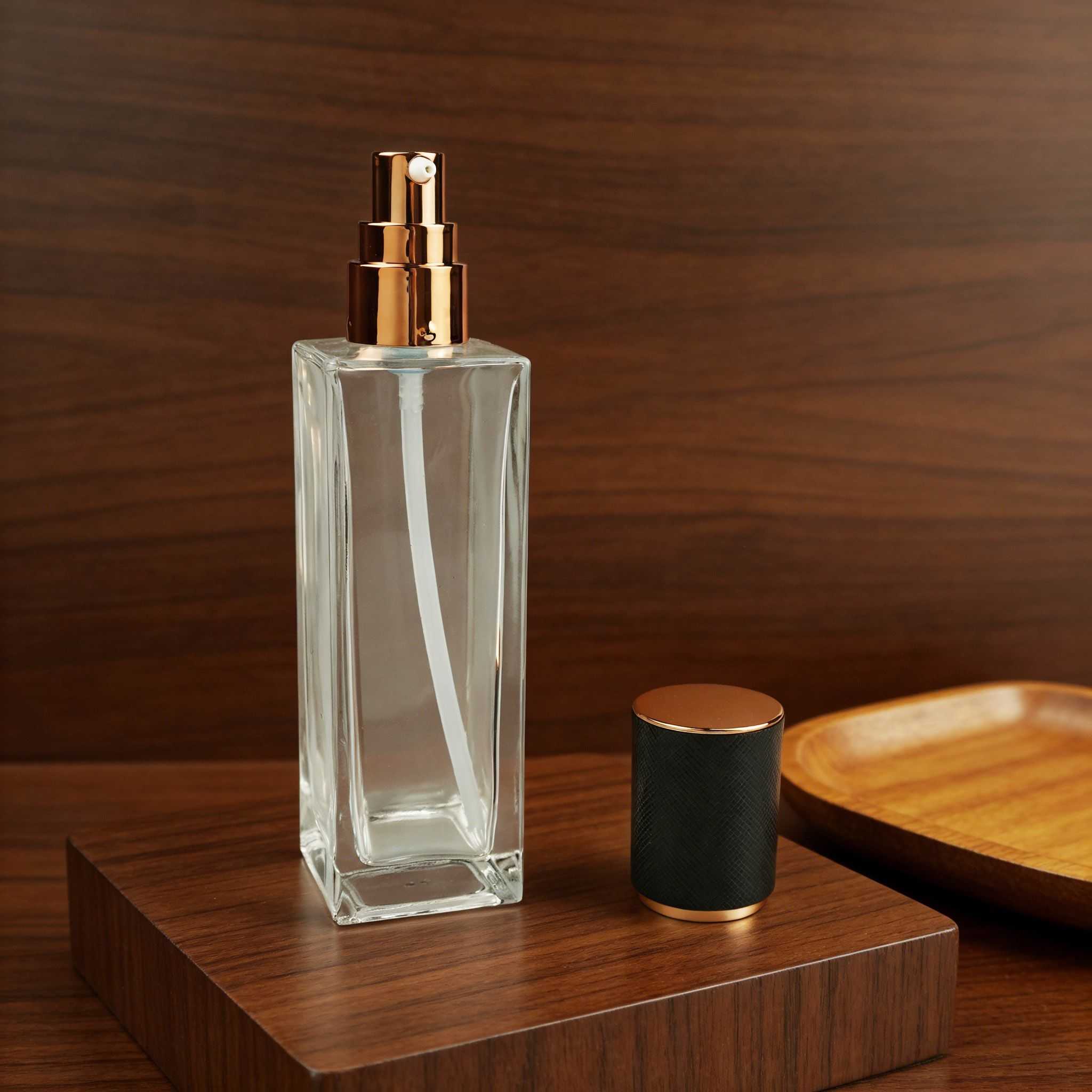 30‑120ML Square Clear Glass Skincare Bottle & Jar Set