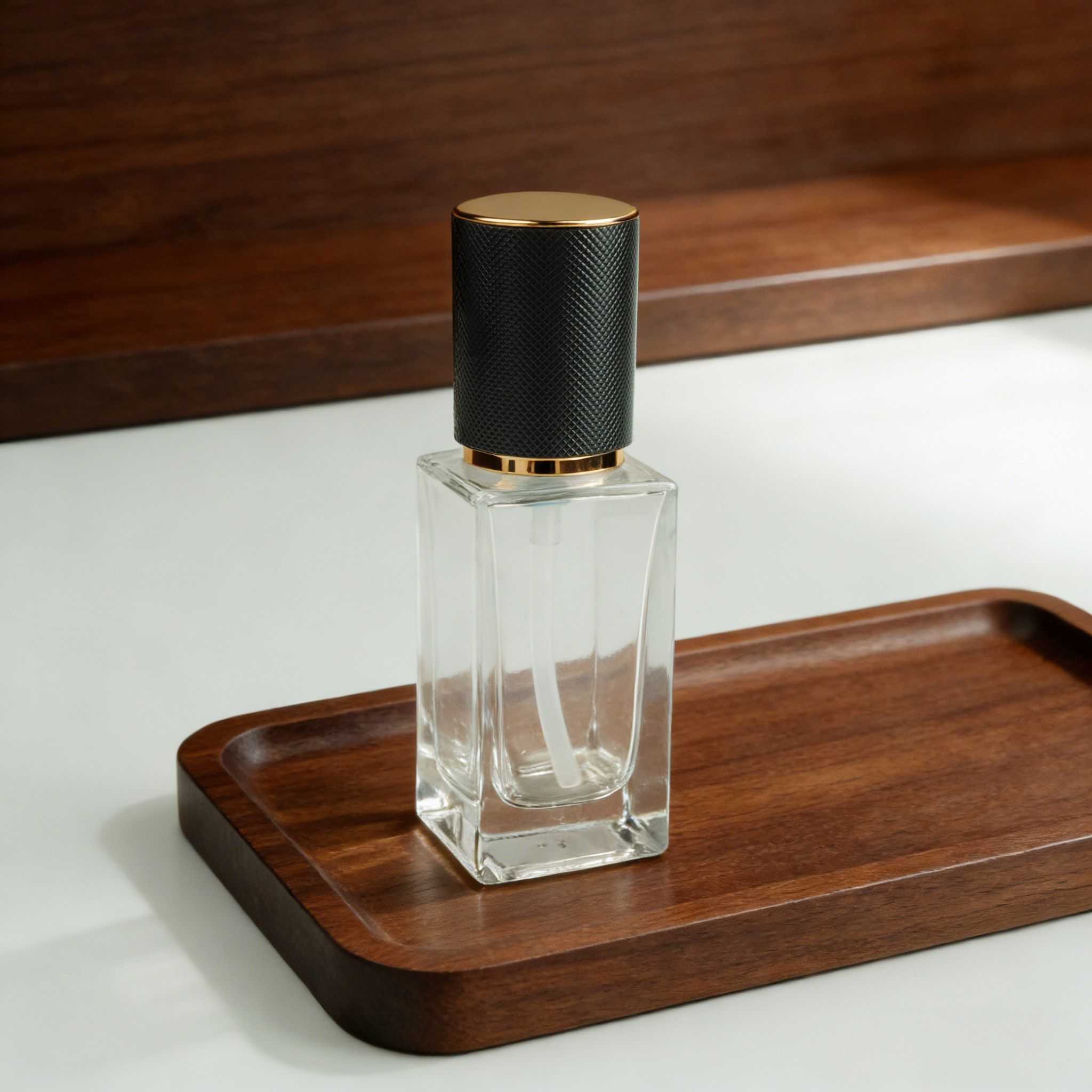 30‑120ML Square Clear Glass Skincare Bottle & Jar Set