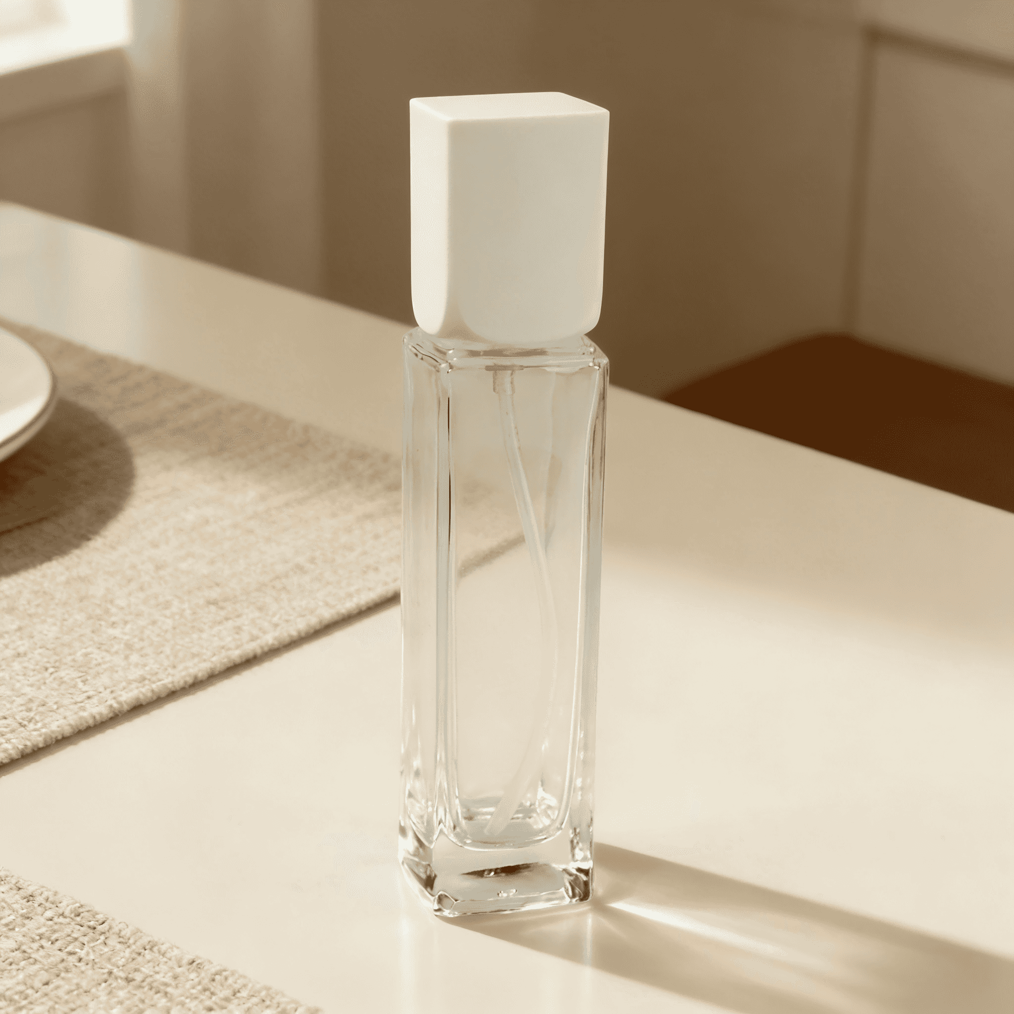 30‑100ML Square Clear Glass Skincare Bottle & Jar Set