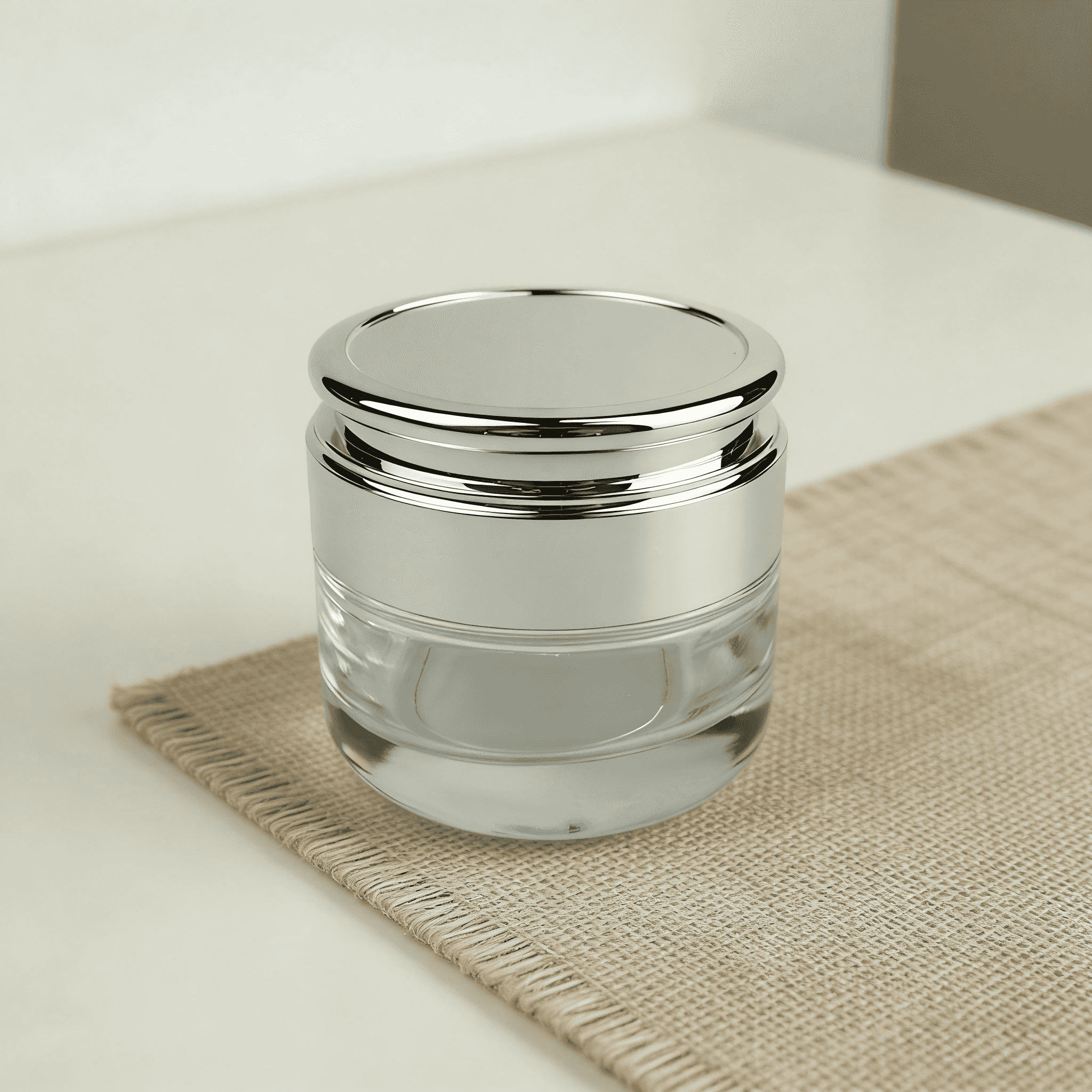 30‑120ML Clear Glass Skincare Bottle & Jar Set With Silver Cap
