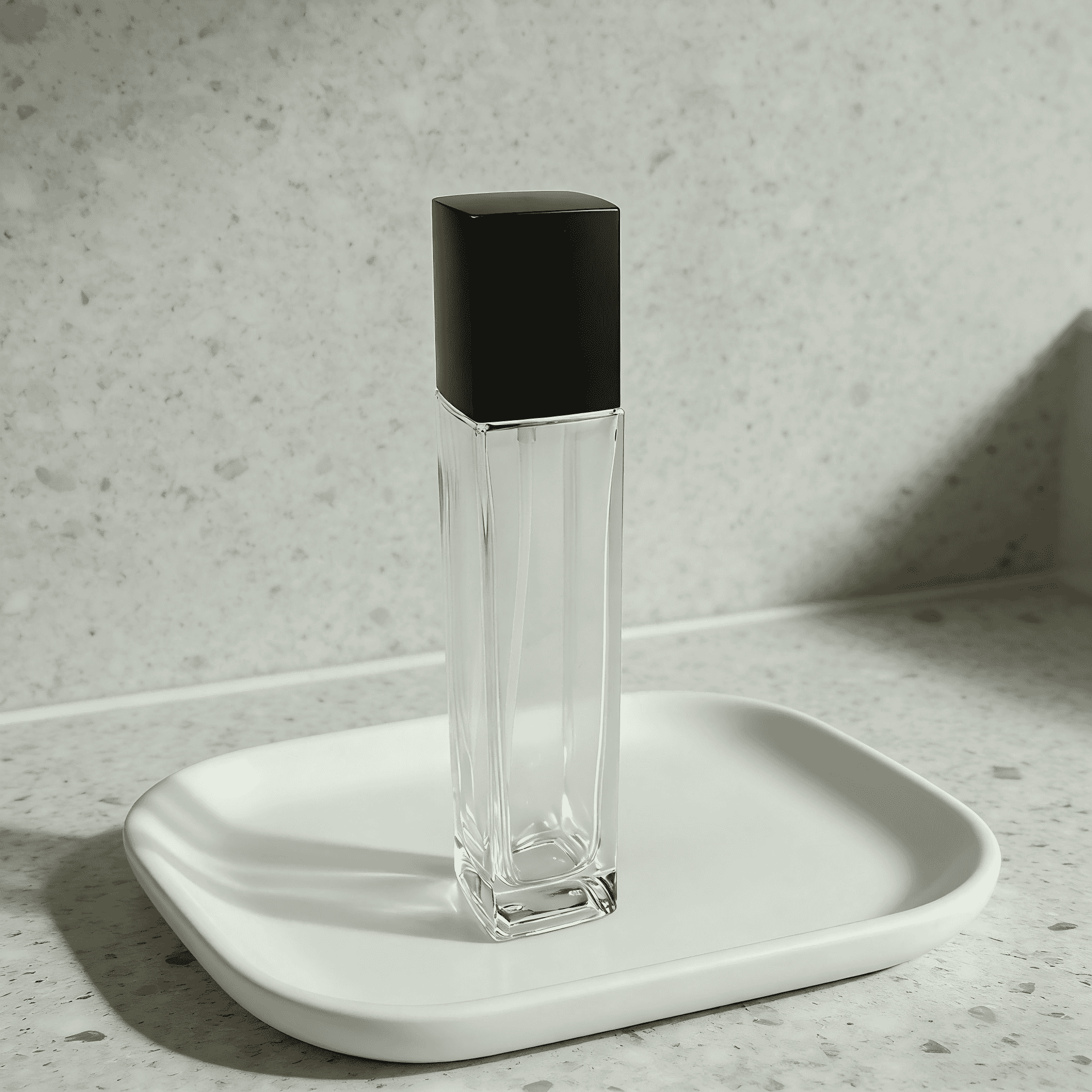 30‑100ML Square Clear Glass Bottle & Jar Set With Matte Black Cap