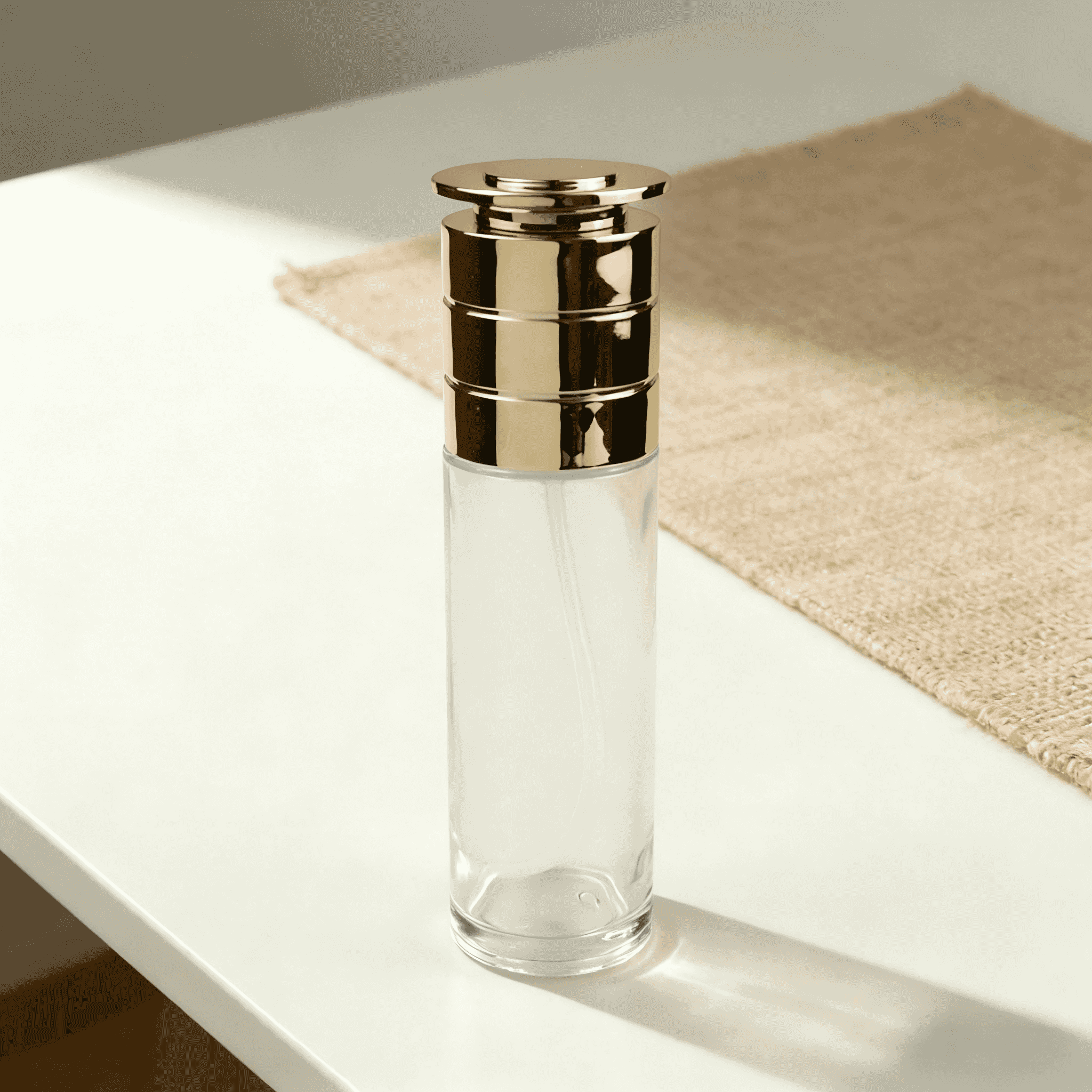 30‑120ML Round Clear Glass Bottle & Jar Set With Shiny Gold Cap