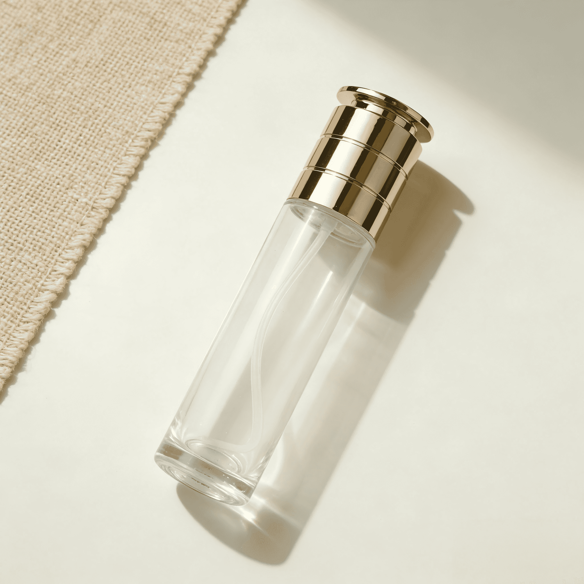 30‑120ML Round Clear Glass Bottle & Jar Set With Shiny Gold Cap