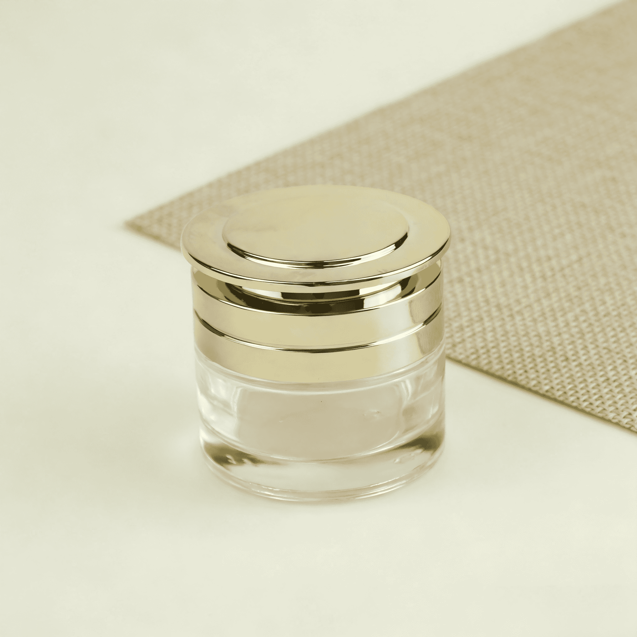 30‑120ML Round Clear Glass Bottle & Jar Set With Shiny Gold Cap